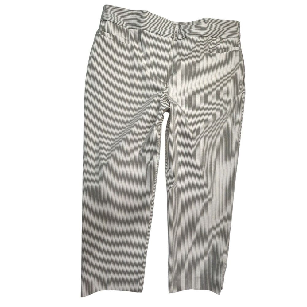 NEW Ann Taylor Factory The Crop Pinstripe Pants Women 14 Tan White